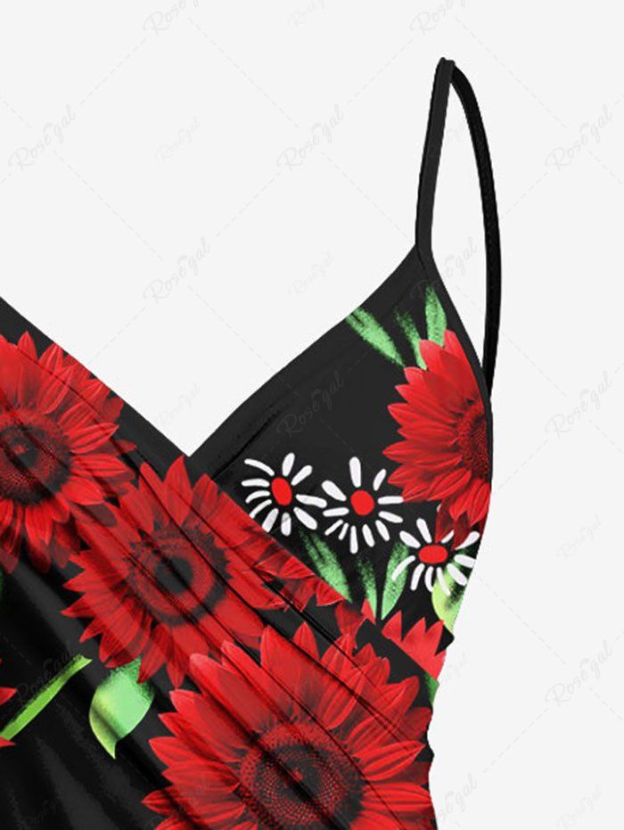 Plus Size Daisy Flower Print Hawaii Convertible Beach Cover Up