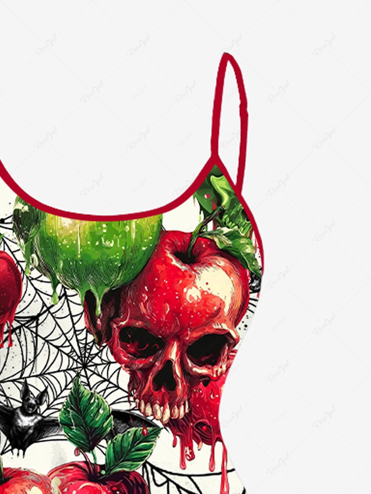 Plus Size Halloween Apples Skulls Spider Web Bat Print High Low Cami Dress