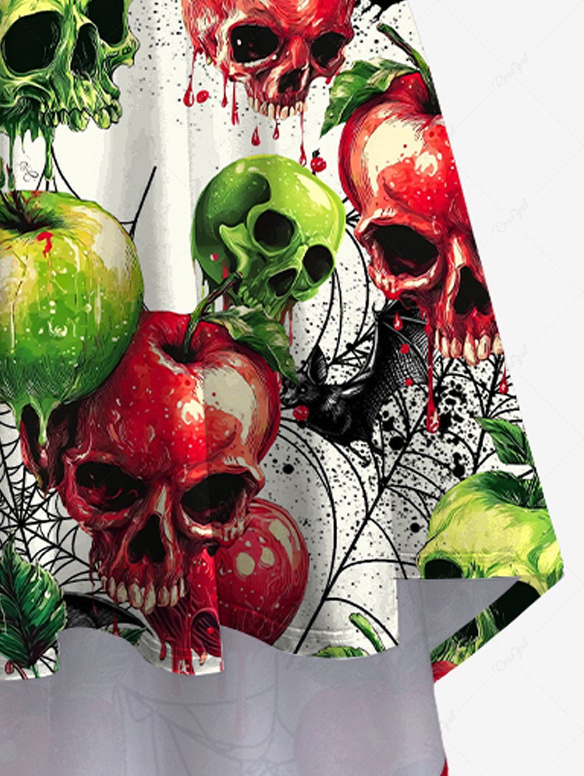 Plus Size Halloween Apples Skulls Spider Web Bat Print High Low Cami Dress
