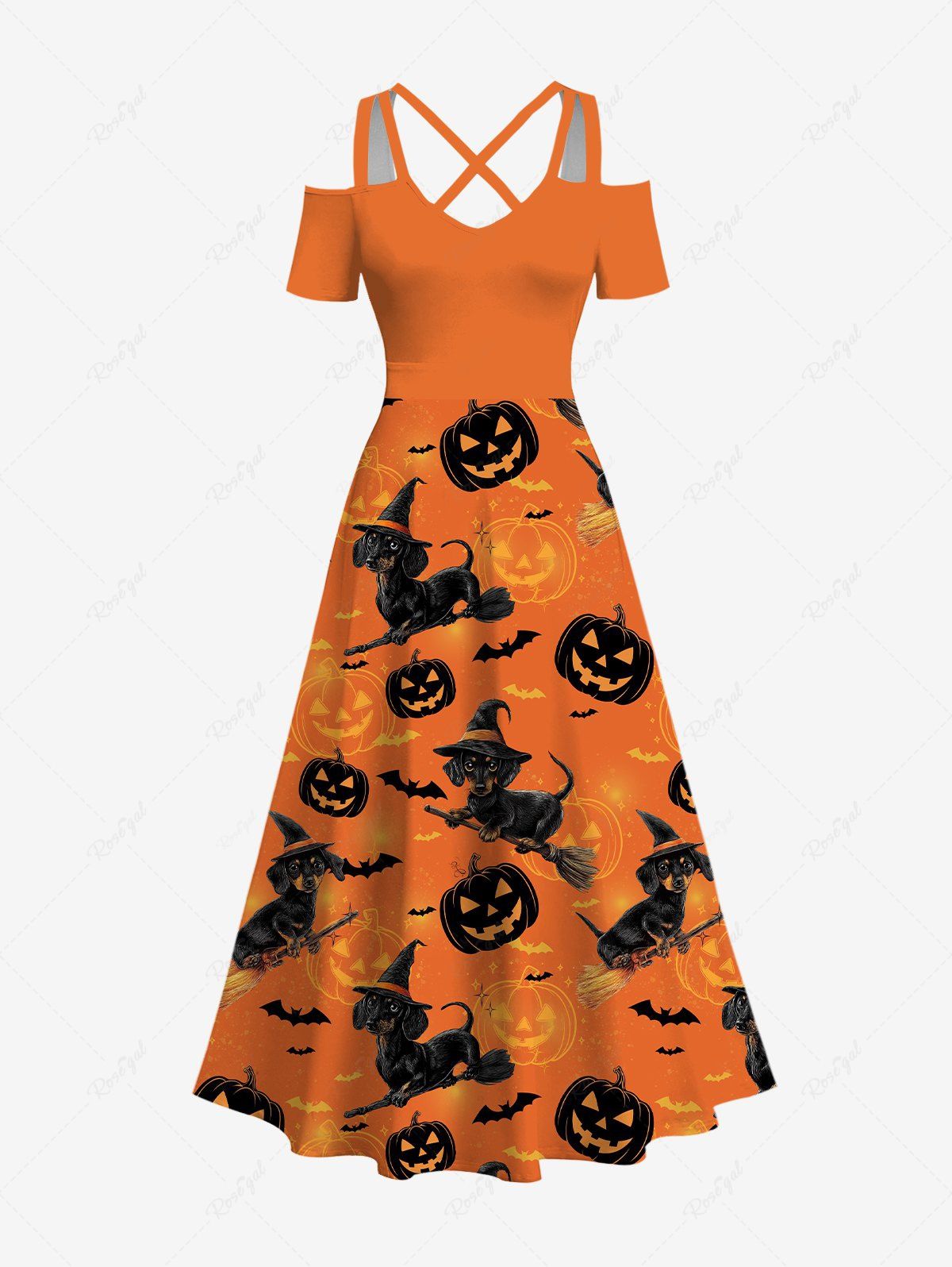 Halloween Pumpkin Dog Bat Print Shirt and Dress Dog and Owner Matching Outfits
