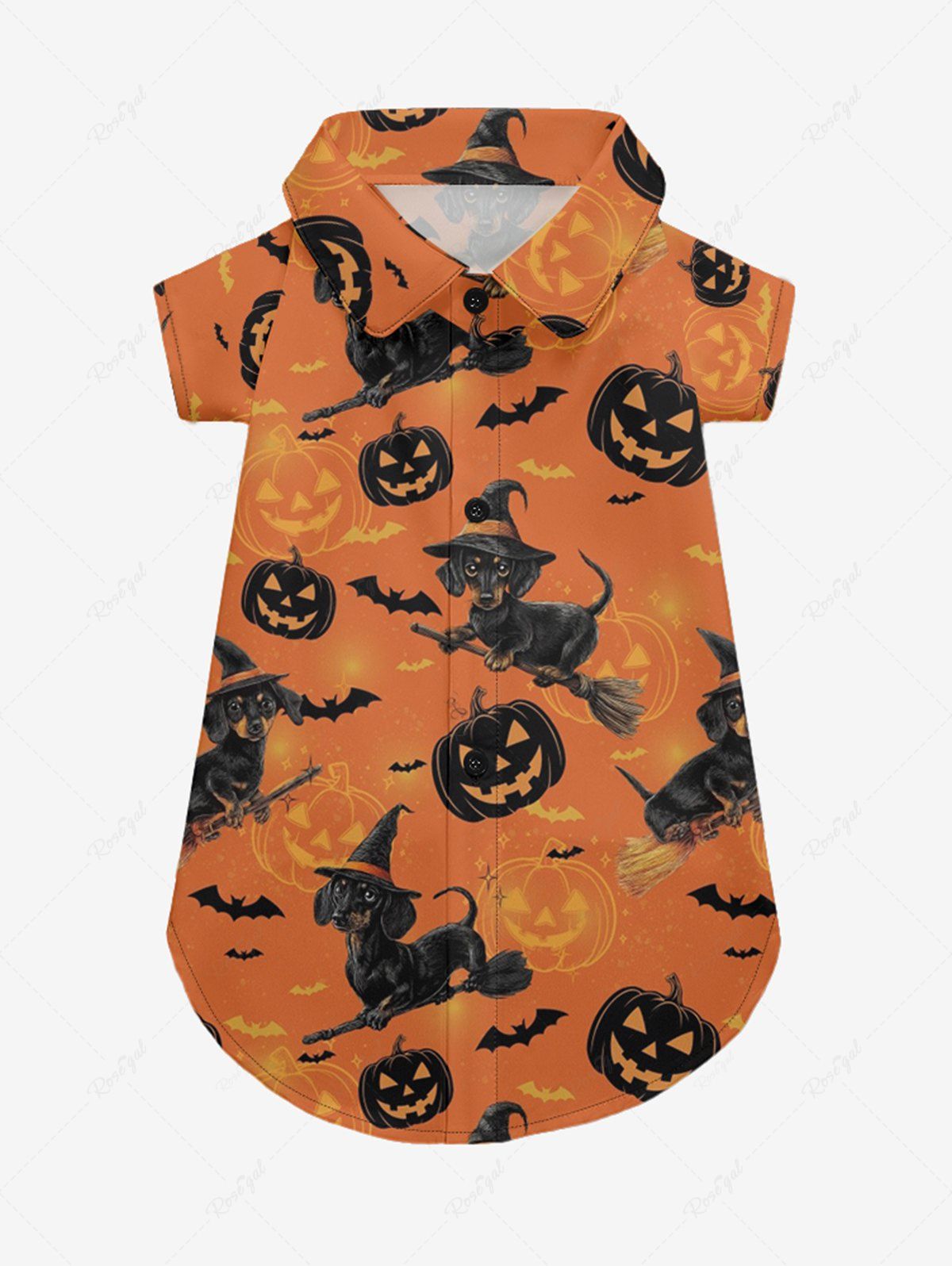 Halloween Pumpkin Dog Bat Print Shirt and Dress Dog and Owner Matching Outfits