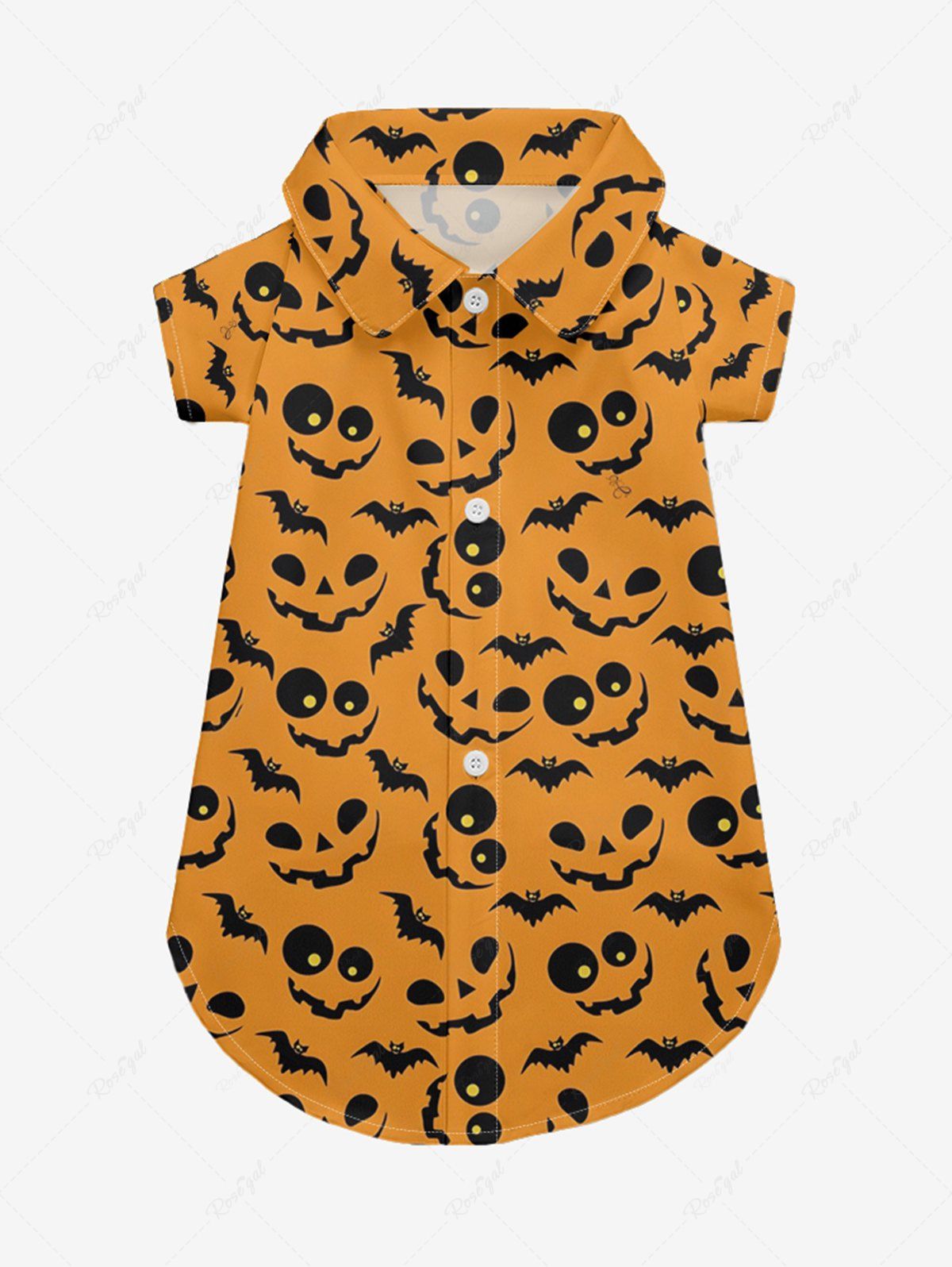 Pet's Bat Pumpkin Ghost Face Print Halloween Button Shirt