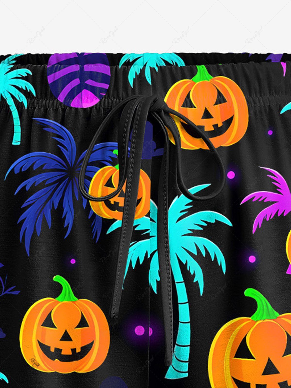 Halloween Pumpkin Topical Leaf Print Cami Top And Boyshorts Pajama Set