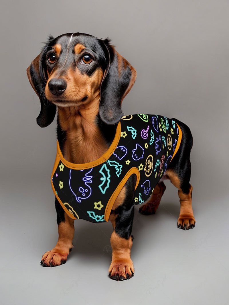 Glitter Ghost Bat Pumpkin Star Printed Halloween Tank Top Pajama Set Dog And Owner Matching Outfits