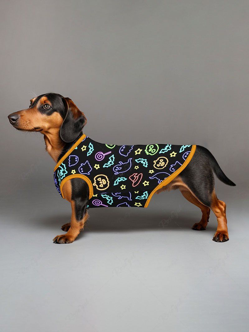 Glitter Ghost Bat Pumpkin Star Printed Halloween Tank Top Pajama Set Dog And Owner Matching Outfits
