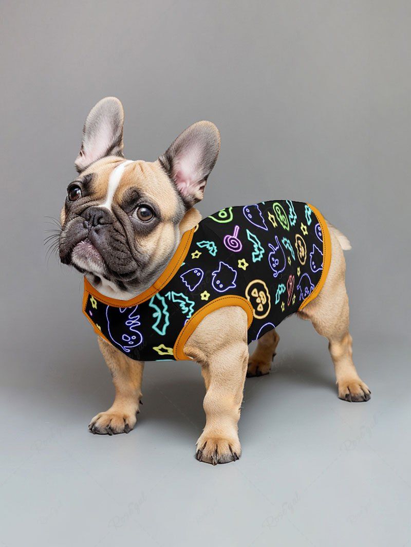 Glitter Ghost Bat Pumpkin Star Printed Halloween Tank Top Pajama Set Dog And Owner Matching Outfits