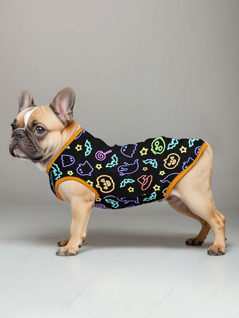 Glitter Ghost Bat Pumpkin Star Printed Halloween Tank Top Pajama Set Dog And Owner Matching Outfits