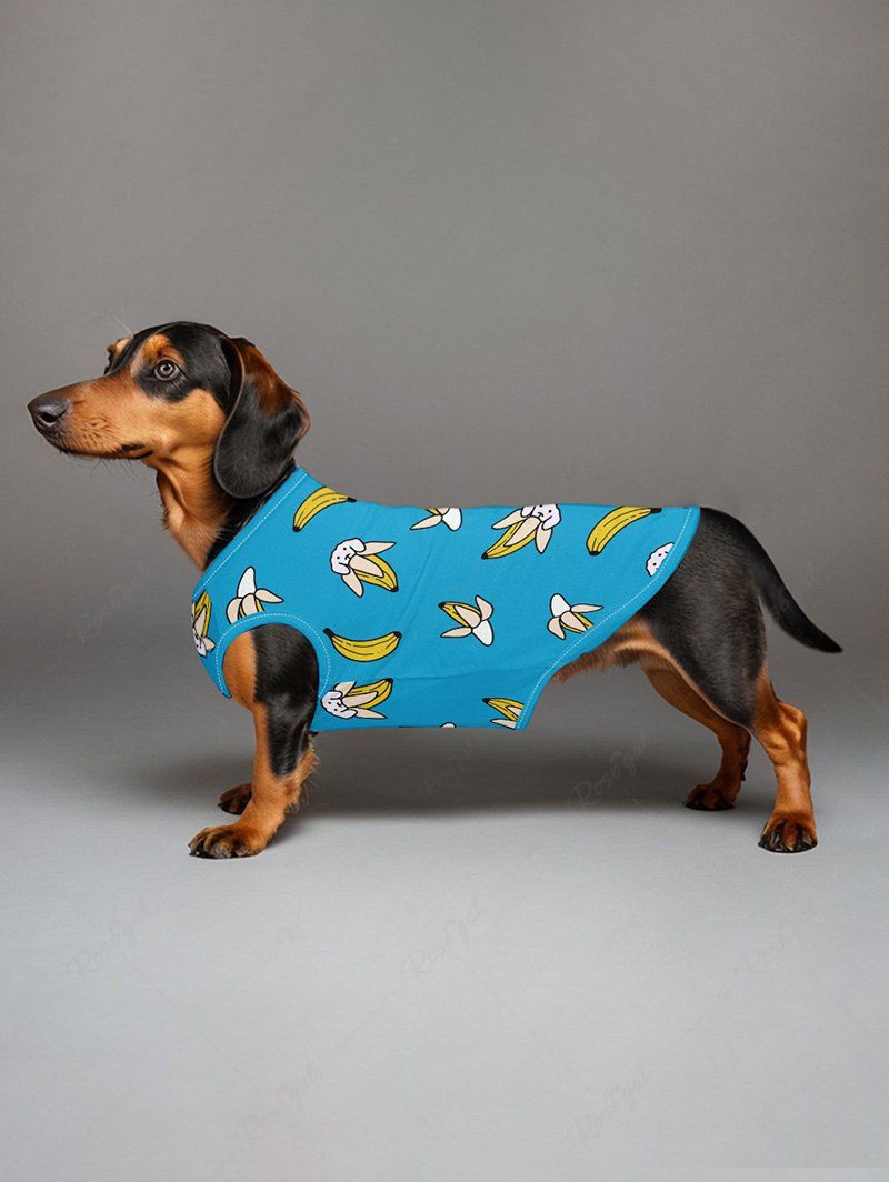 Puppy Banana Printed Tank Top Pajama Set Dog And Owner Matching Outfits