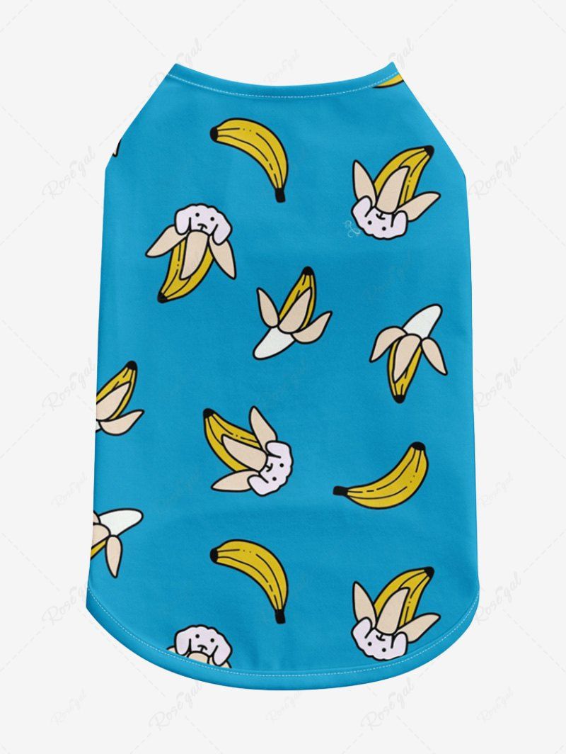Puppy Banana Printed Tank Top Pajama Set Dog And Owner Matching Outfits