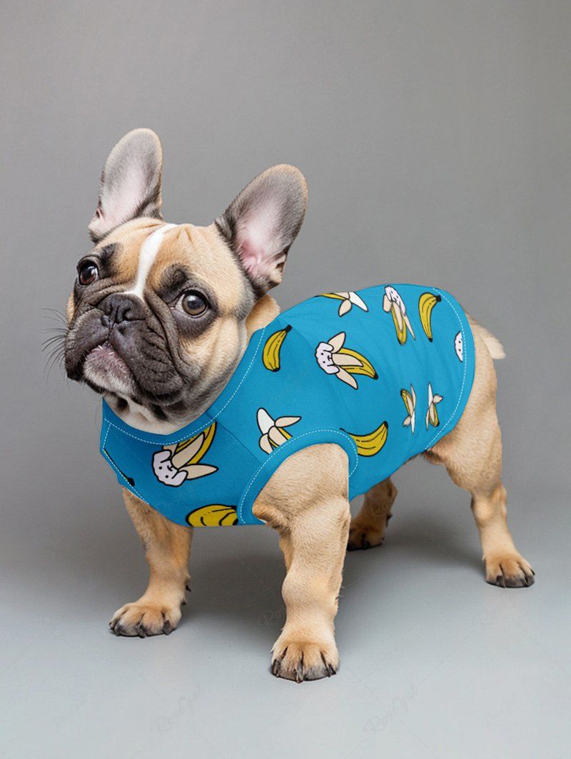 Puppy Banana Printed Tank Top Pajama Set Dog And Owner Matching Outfits
