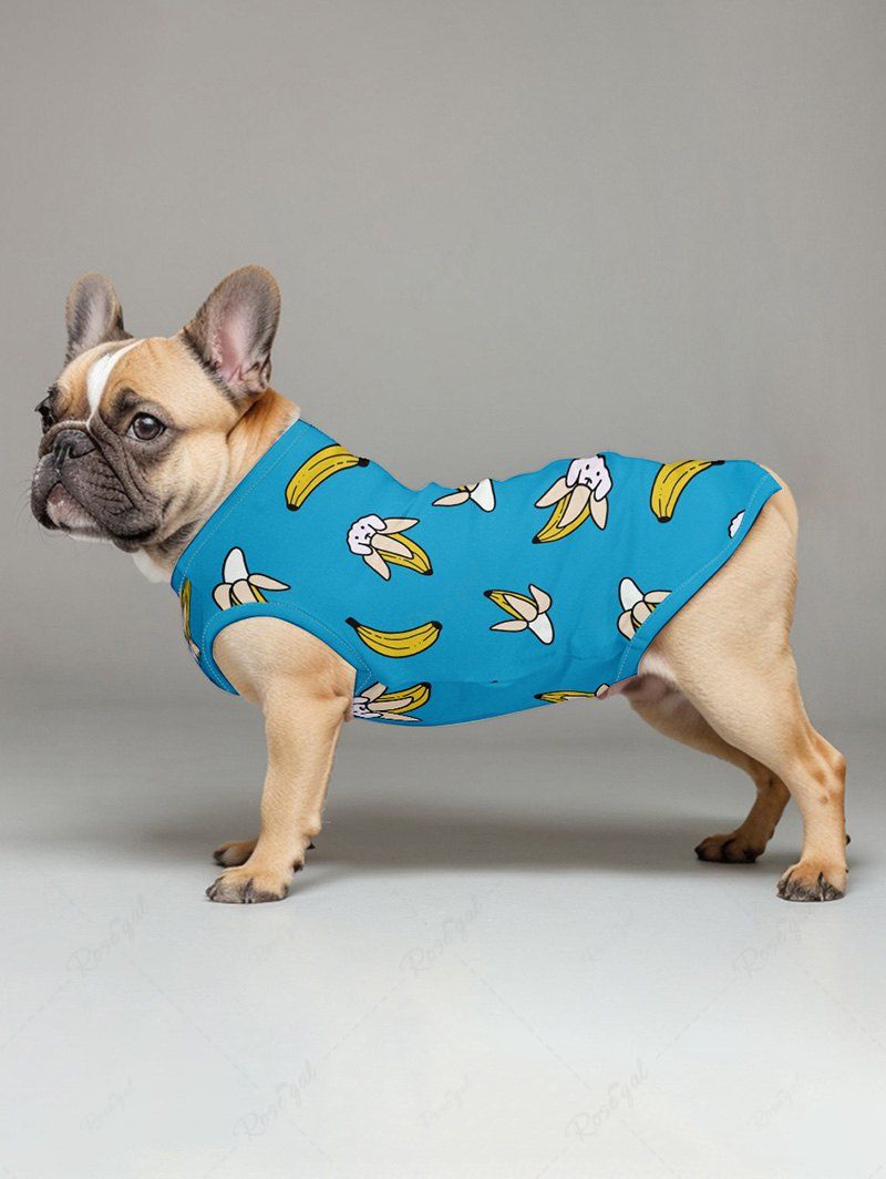 Puppy Banana Printed Tank Top Pajama Set Dog And Owner Matching Outfits