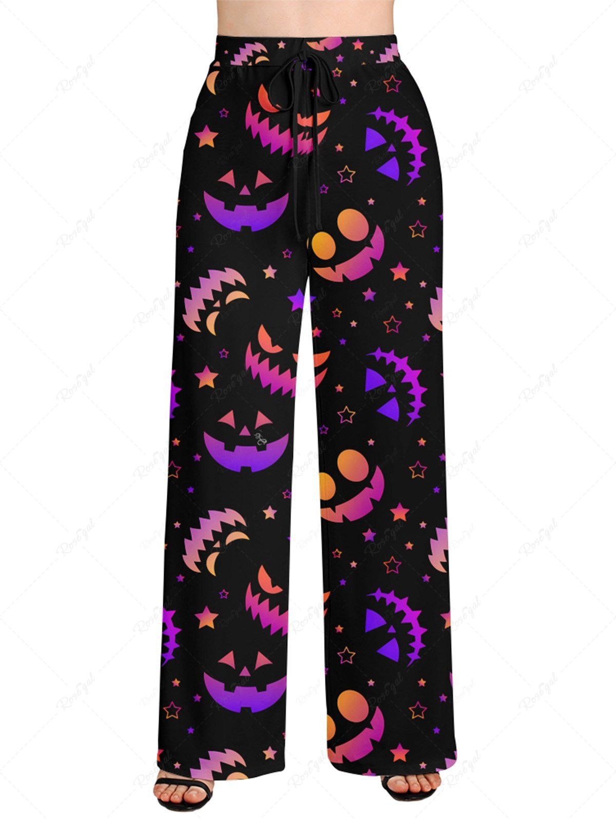 Halloween Pumpkin Smile Face Stars Printed Pajama and Wide Leg Pants Dog and Owner Matching Outfits