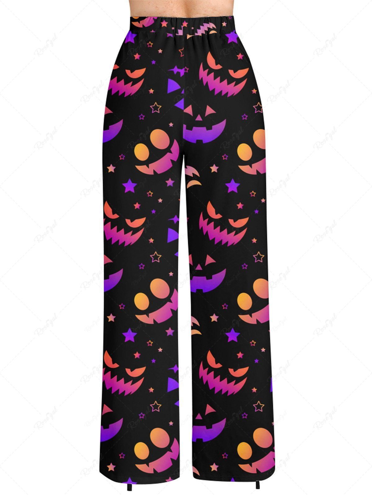 Halloween Pumpkin Smile Face Stars Printed Pajama and Wide Leg Pants Dog and Owner Matching Outfits