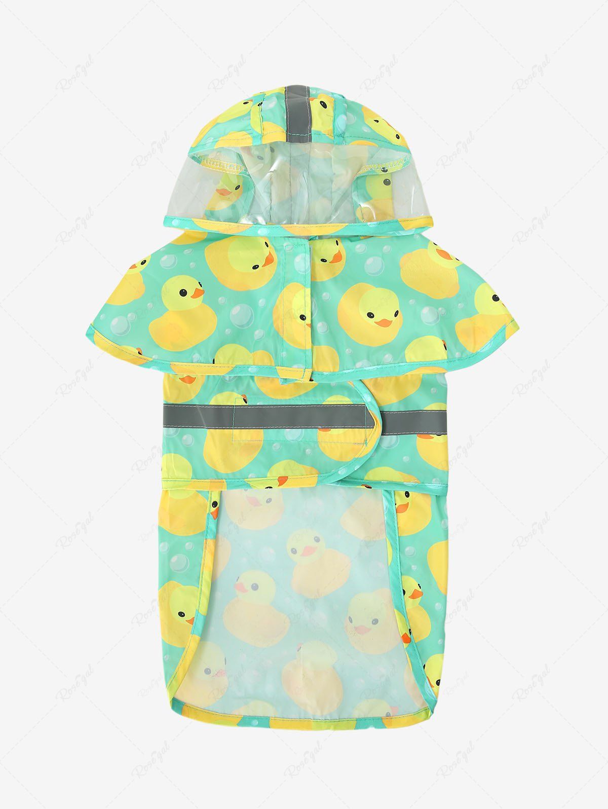 Pet's Ducks Bubble Print Reflective Stripe Raincoats