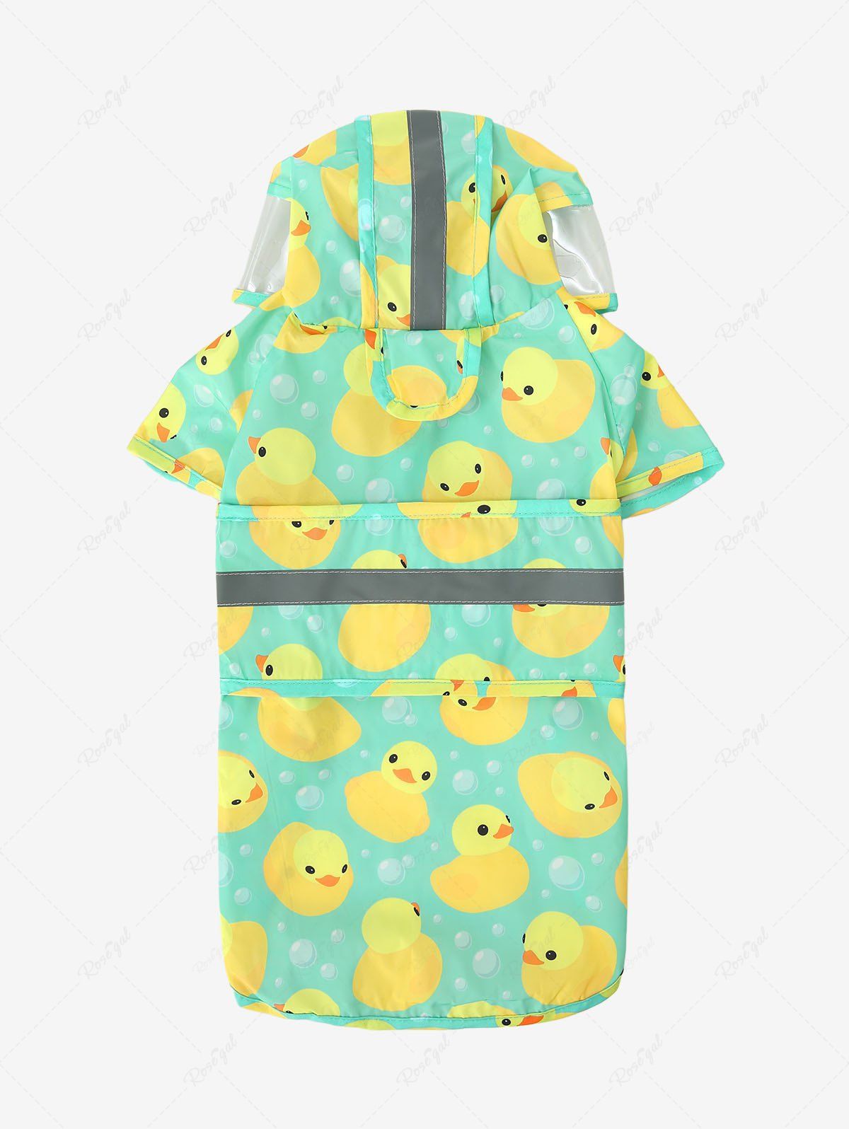 Pet's Ducks Bubble Print Reflective Stripe Raincoats