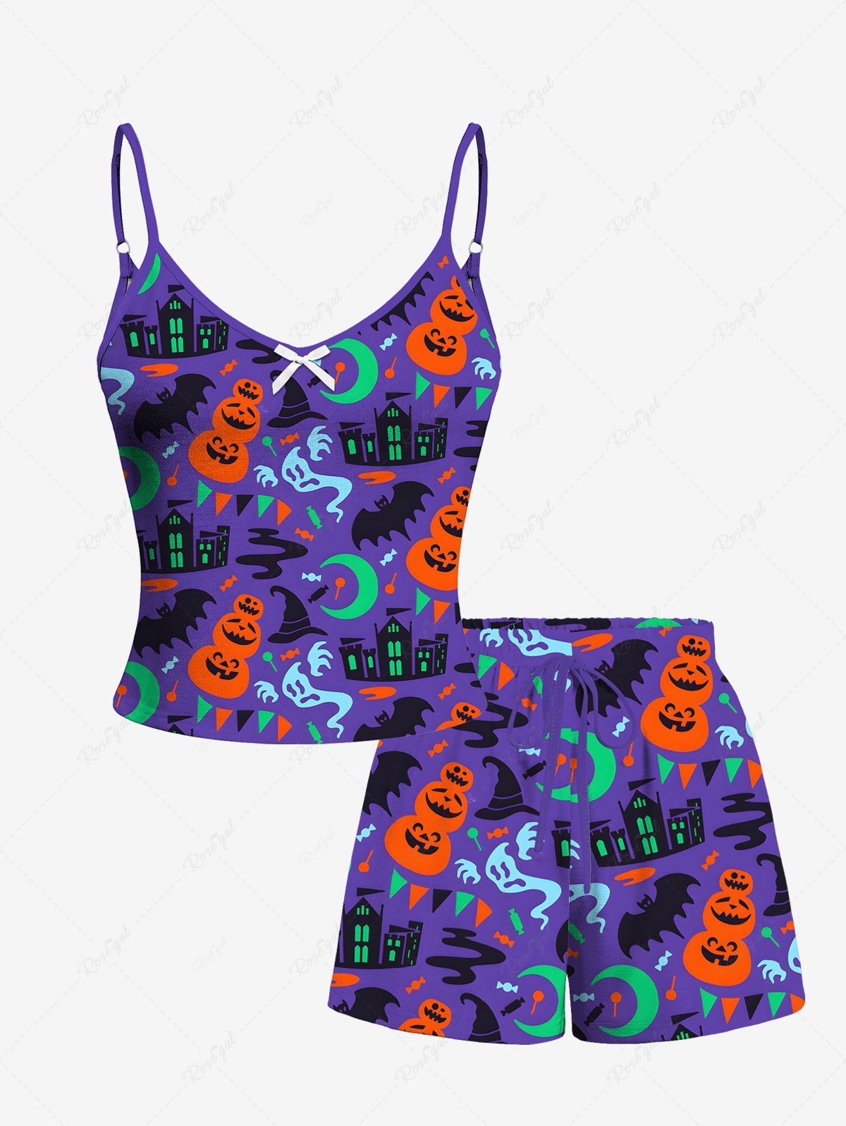 Pumpkin Bat Ghost Castle Moon Printed Halloween Pajama Dog And Owner Matching Outfits