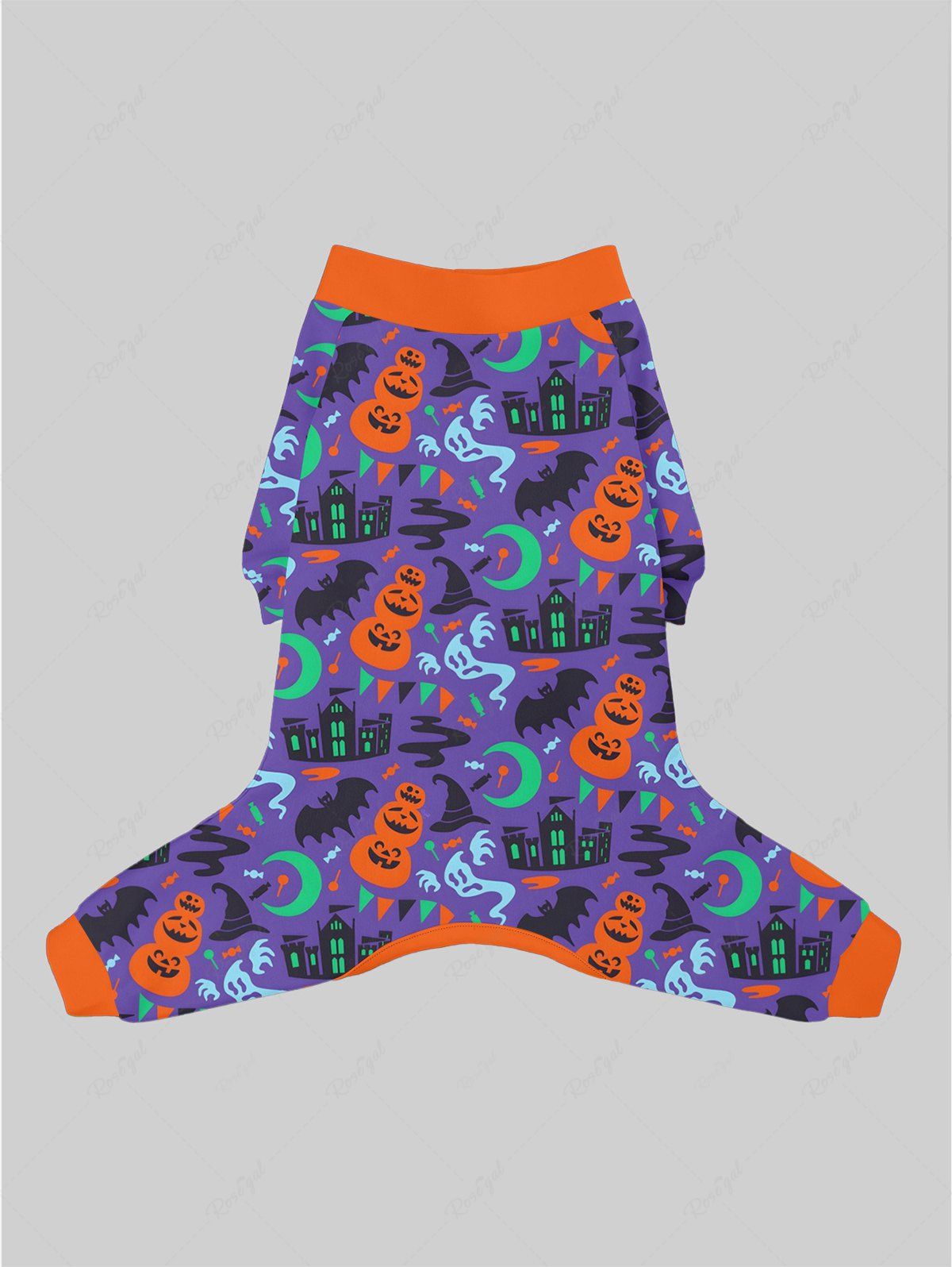 Pumpkin Bat Ghost Castle Moon Printed Halloween Pajama Dog And Owner Matching Outfits