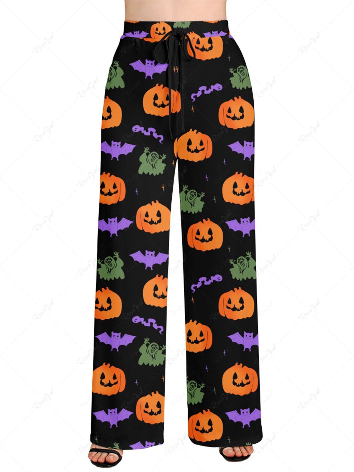 Halloween Pumpkin Ghost Bat Print Pajama and Wide Leg Pants Dog and Owner Matching Outfits