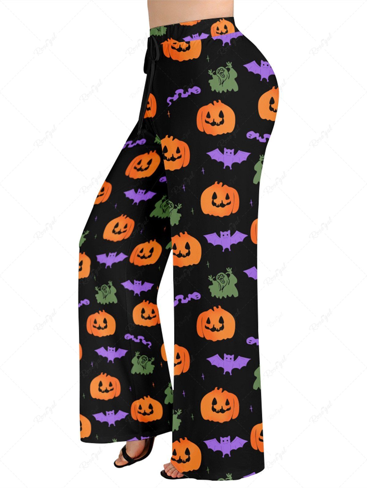 Halloween Pumpkin Ghost Bat Print Pajama and Wide Leg Pants Dog and Owner Matching Outfits