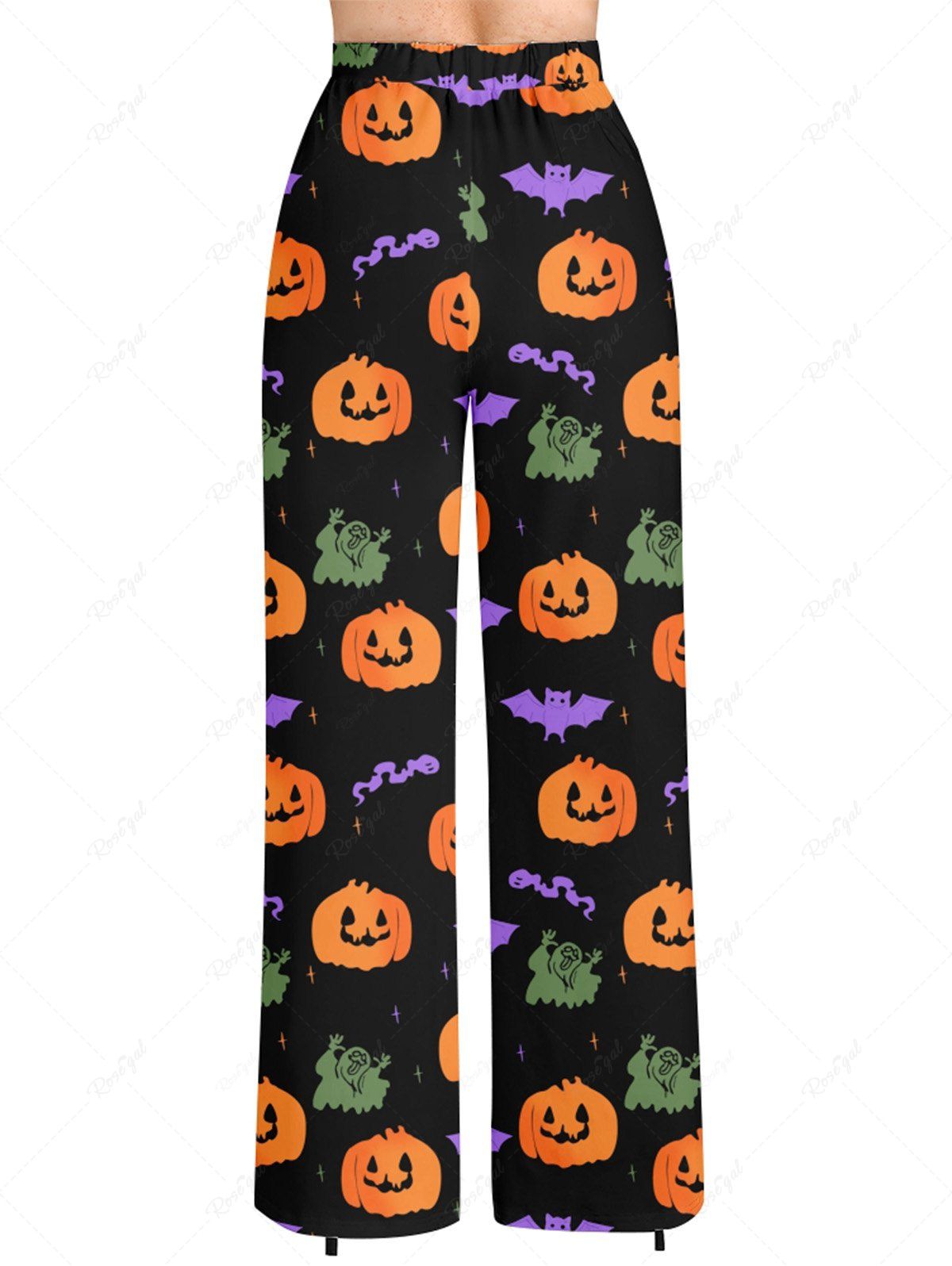Halloween Pumpkin Ghost Bat Print Pajama and Wide Leg Pants Dog and Owner Matching Outfits