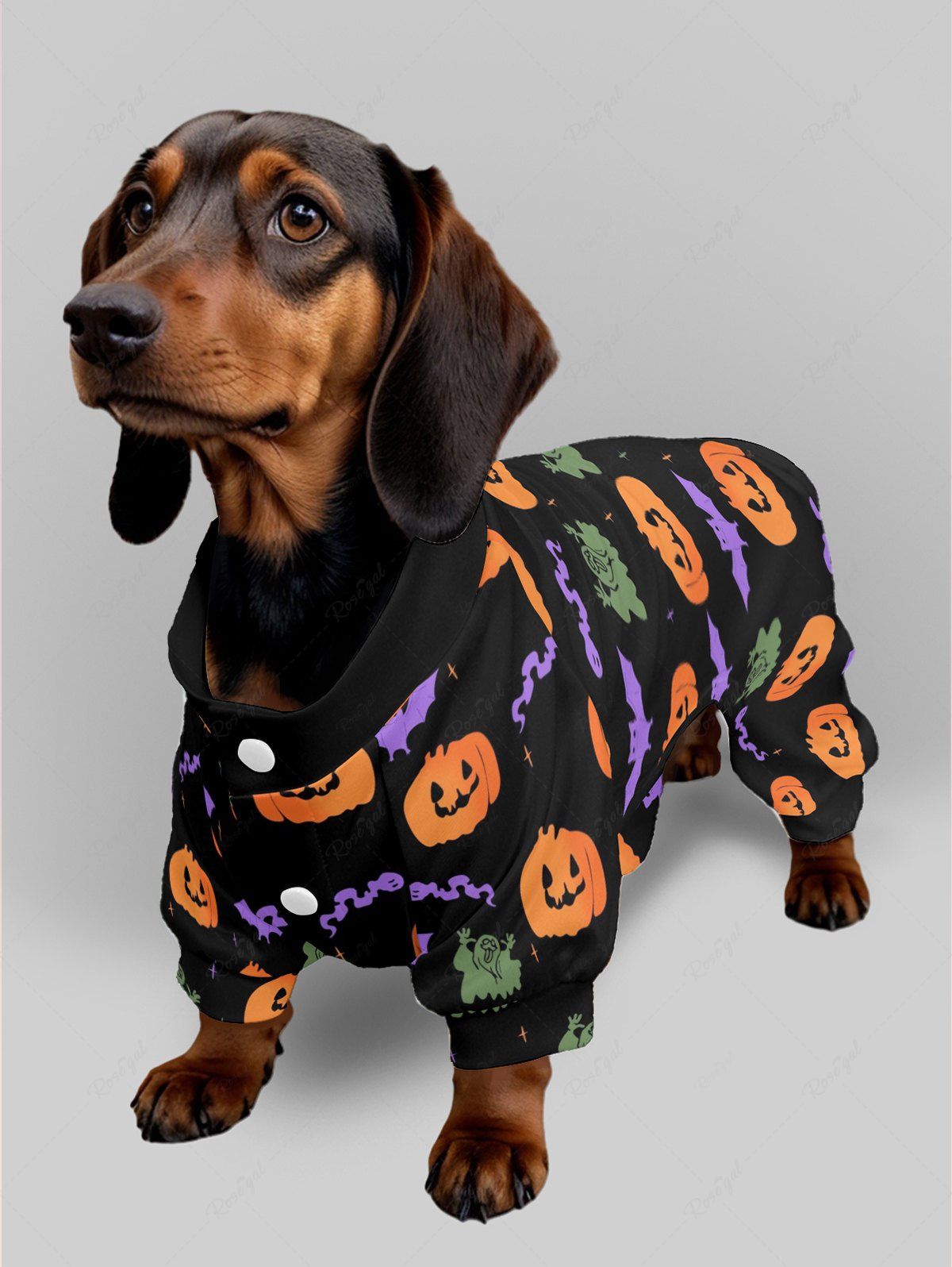 Halloween Pumpkin Ghost Bat Print Pajama and Wide Leg Pants Dog and Owner Matching Outfits