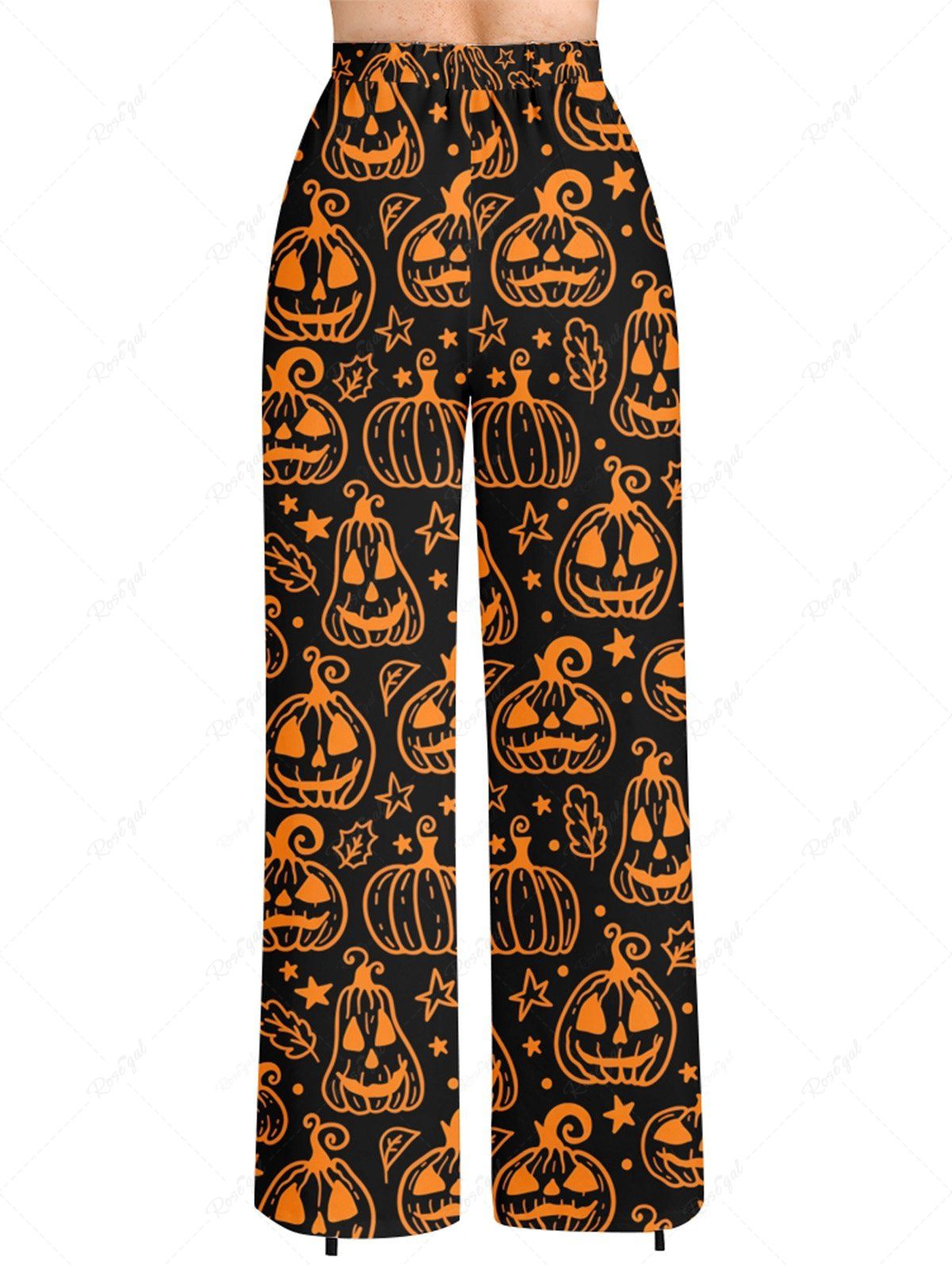 Halloween Pumpkin Stars Leaf Printed Pajama and Wide Leg Pants Dog and Owner Matching Outfits