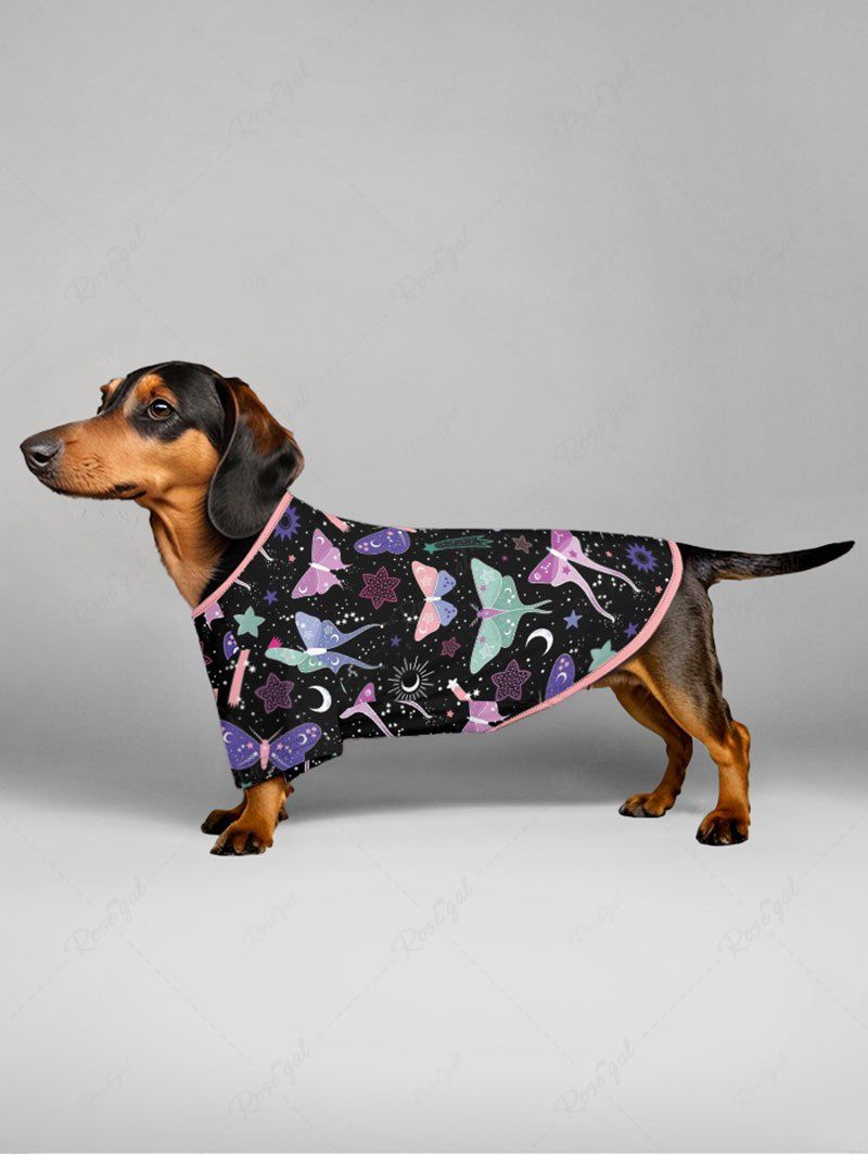 Colorful Butterfly Sun Moon Stars Galaxy Printed T-shirt Pants Dog And Owner Matching Outfits