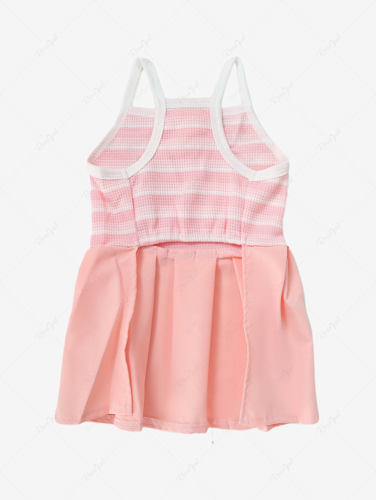 Pet's Striped Print Cute Cat Applique Pleated Dress