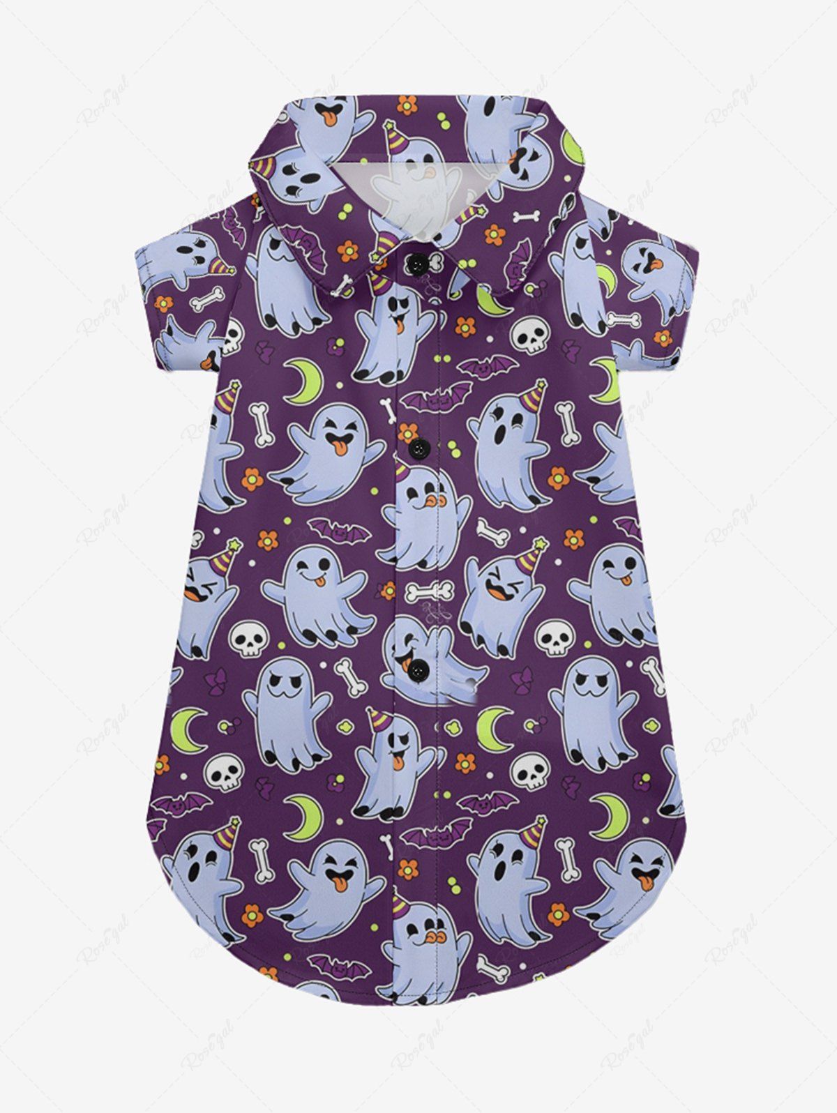 Skull Ghost Bat Moon Flower Printed Halloween Shirt Dog And Owner Matching Outfits