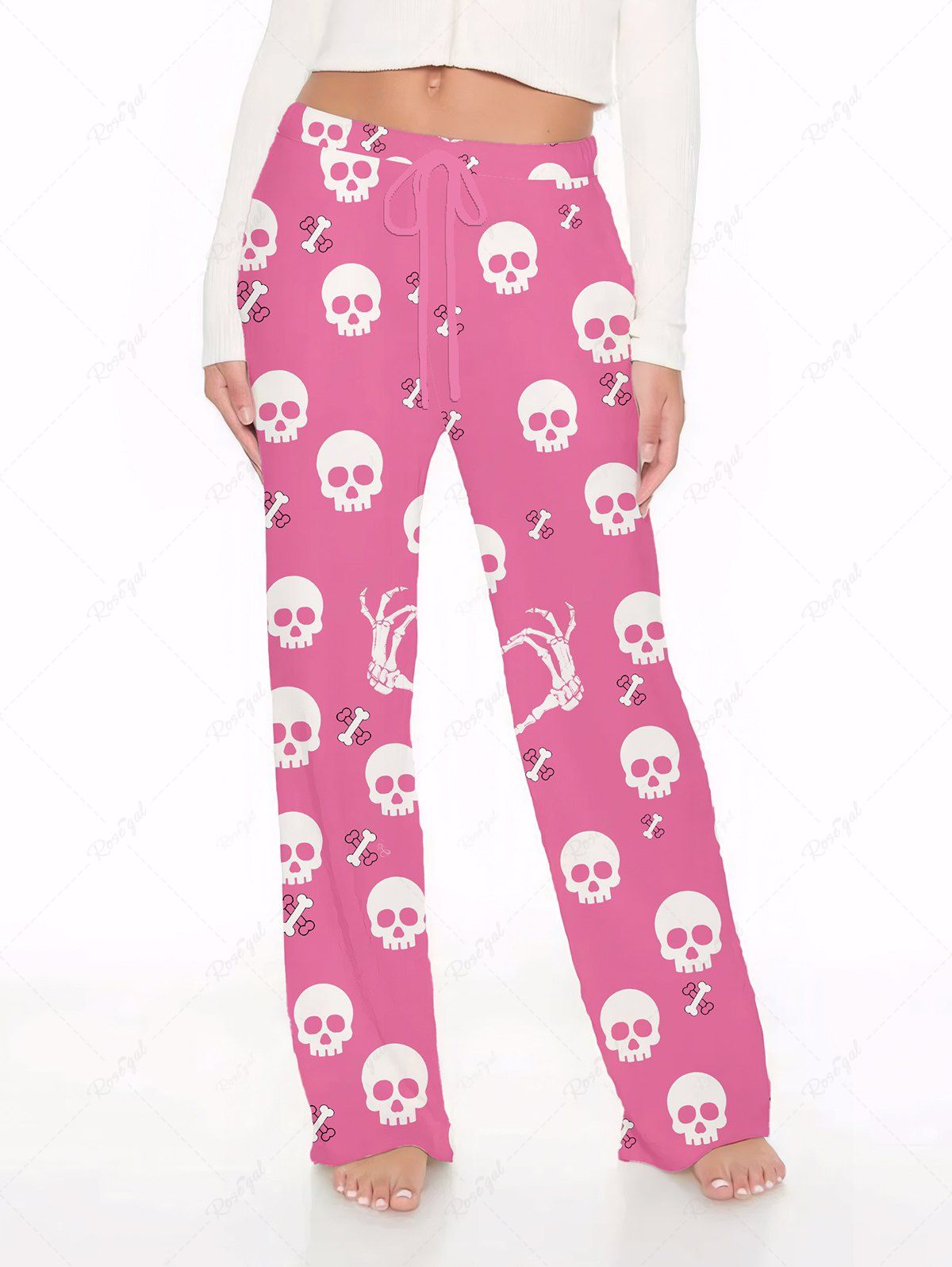 Skulls Skeleton Claw Bone Printed Pajama and Wide Leg Pants Dog and Owner Matching Outfits