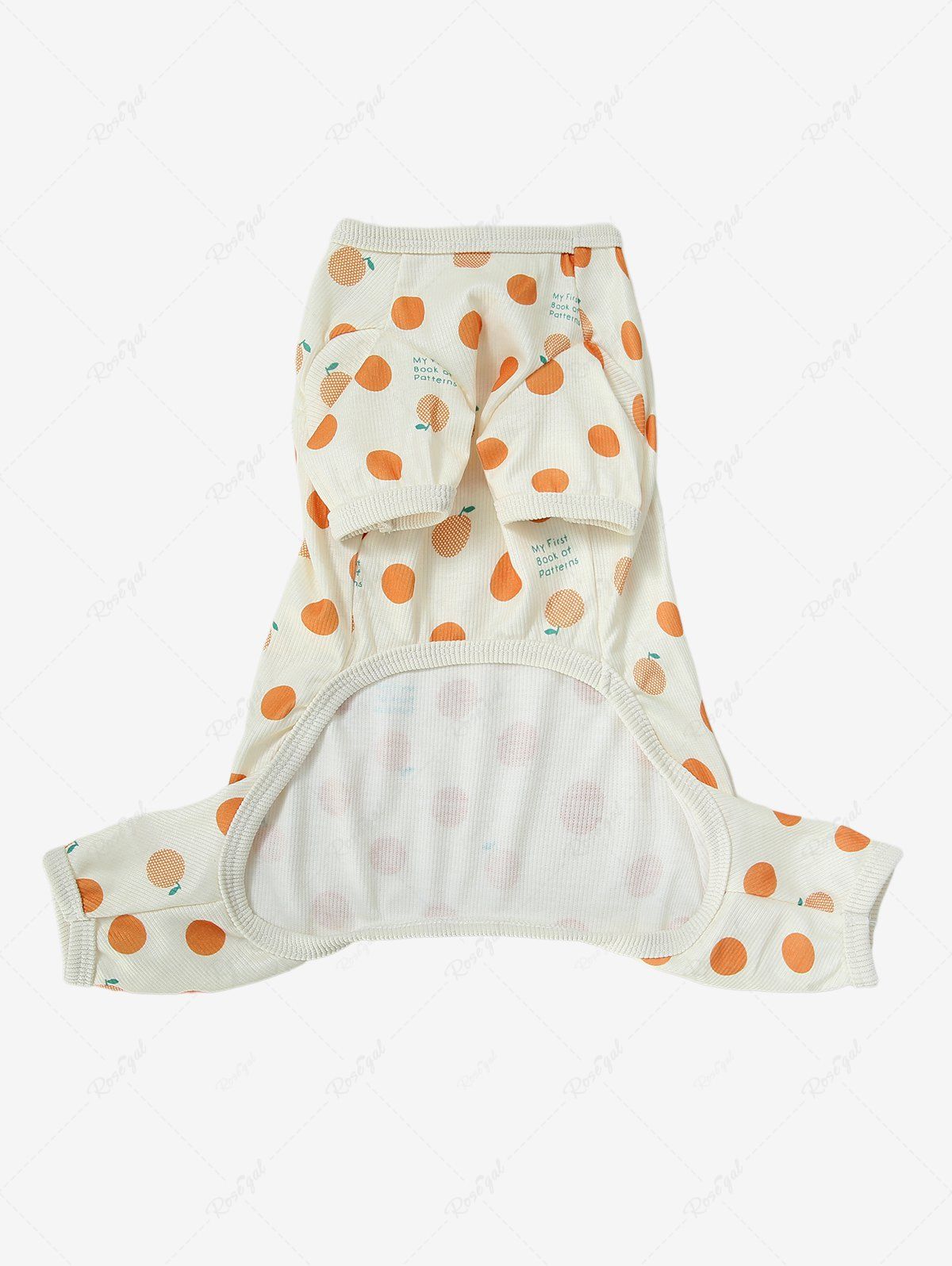 Pet's Orange Polka Dot Letters Print Ribbed Pajama