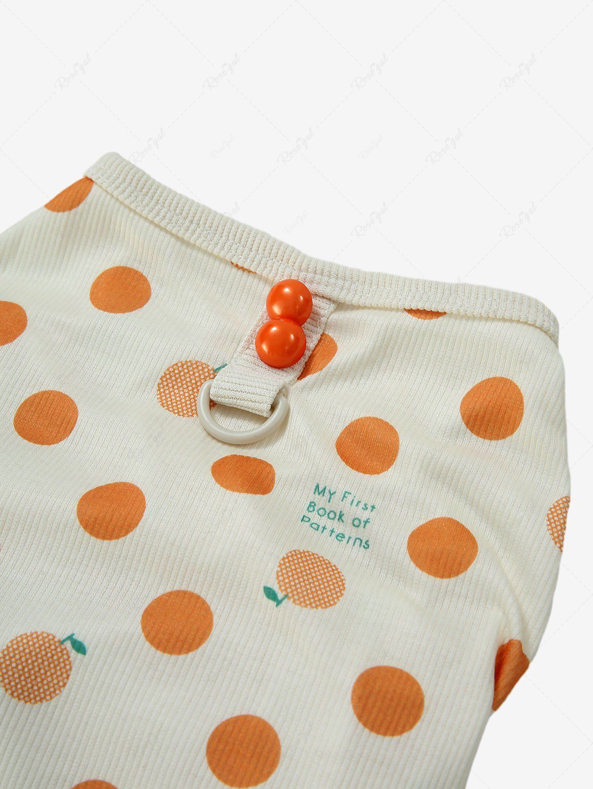 Pet's Orange Polka Dot Letters Print Ribbed Pajama