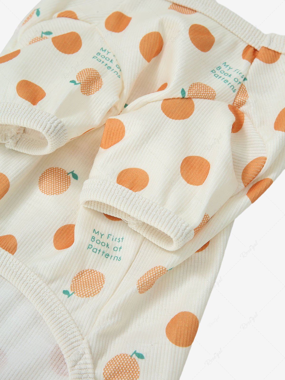 Pet's Orange Polka Dot Letters Print Ribbed Pajama