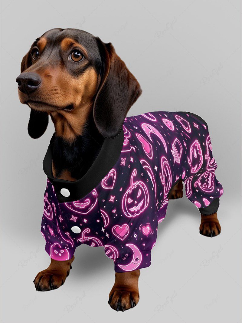 Halloween Pumpkin Ghost Moon Star Heart Print Pajamas Dog and Owner Matching Outfits
