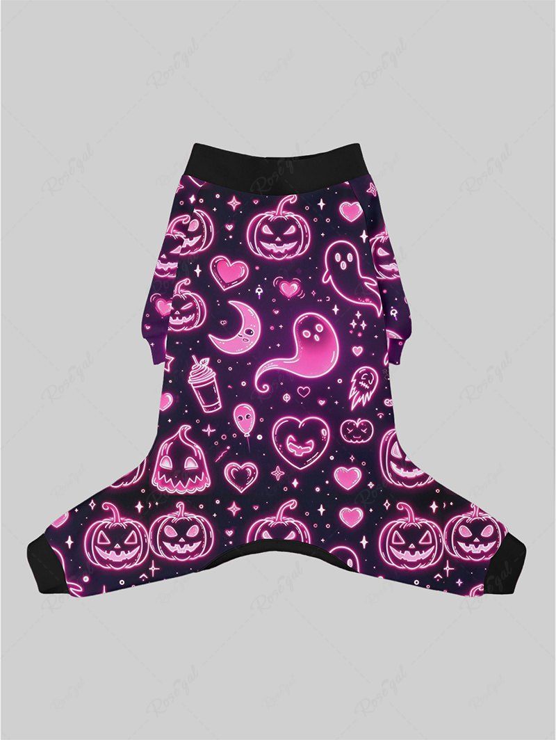 Halloween Pumpkin Ghost Moon Star Heart Print Pajamas Dog and Owner Matching Outfits