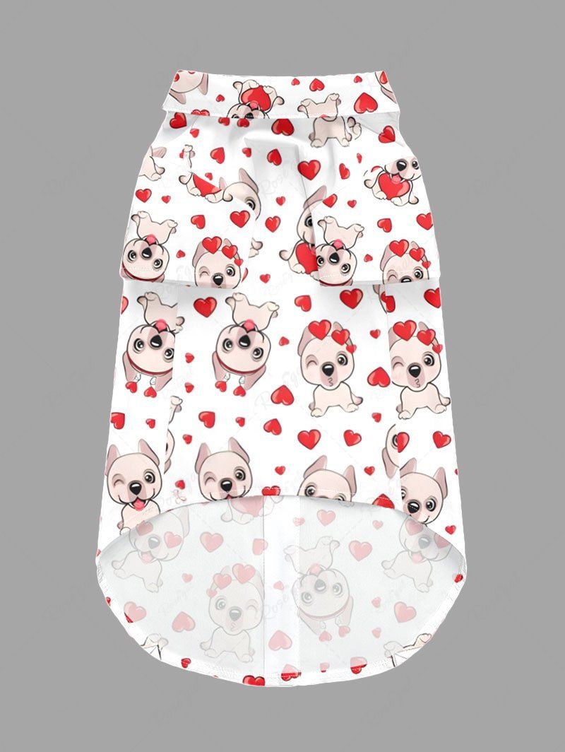 Pet's Cute Dog Heart Print Button Shirt