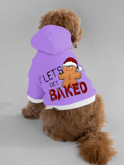 Pet's Christmas Hat Gingerbread Letters Printed Button Hoodie