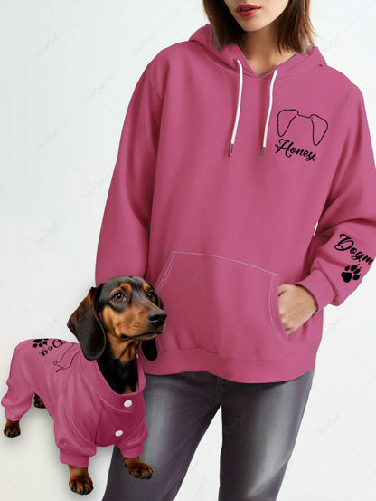 Honey Letters Print Hoodie Pajama Dog And Owner Matching Outfits