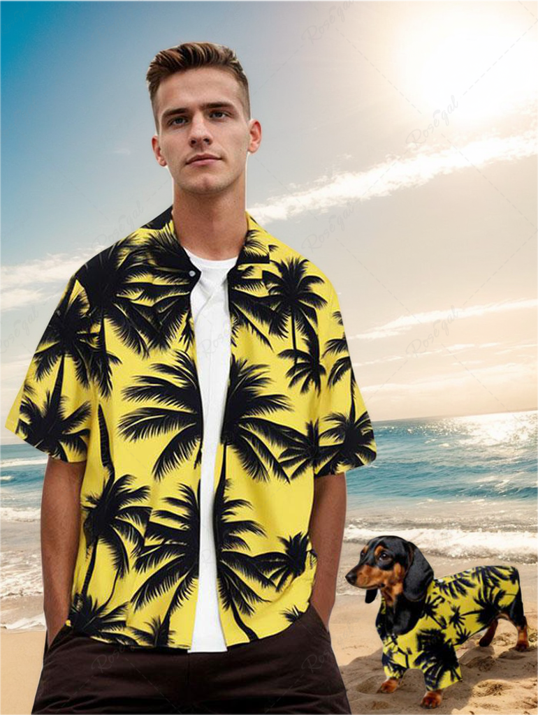 Coconut Tree Printed Dog and Owner Matching Outfits