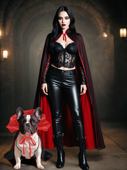 Halloween Costume Two Tone Vampire Cape And Cloak Dog and Owner Matching Outfits