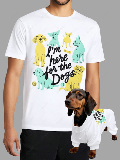 Dogs Letters Print T-shirt and Pajama Dog and Owner Matching Outfits