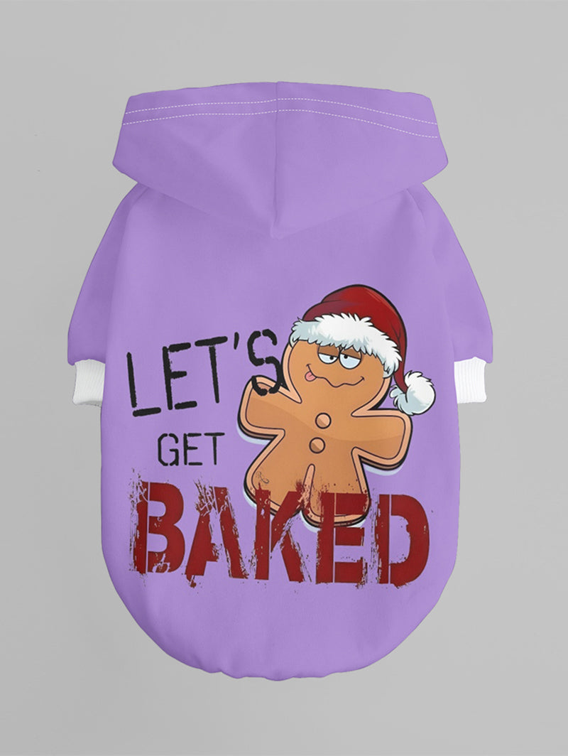 Pet's Christmas Hat Gingerbread Letters Printed Button Hoodie