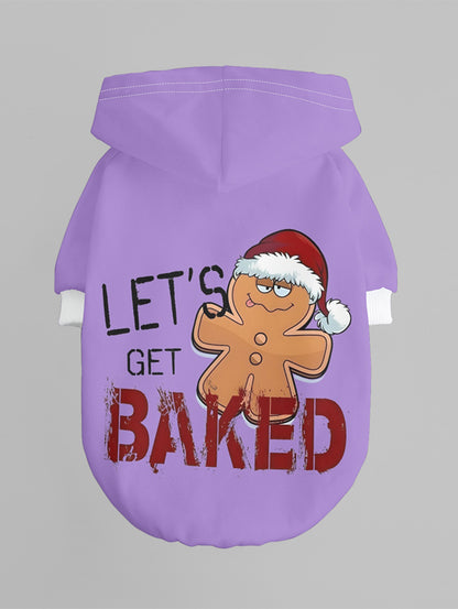 Pet's Christmas Hat Gingerbread Letters Printed Button Hoodie