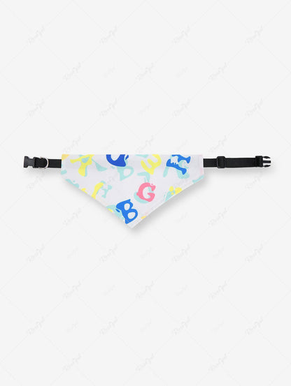 Pet's Colorful Letters Printed Push Buckle Reflective Waterproof Bandana Bib