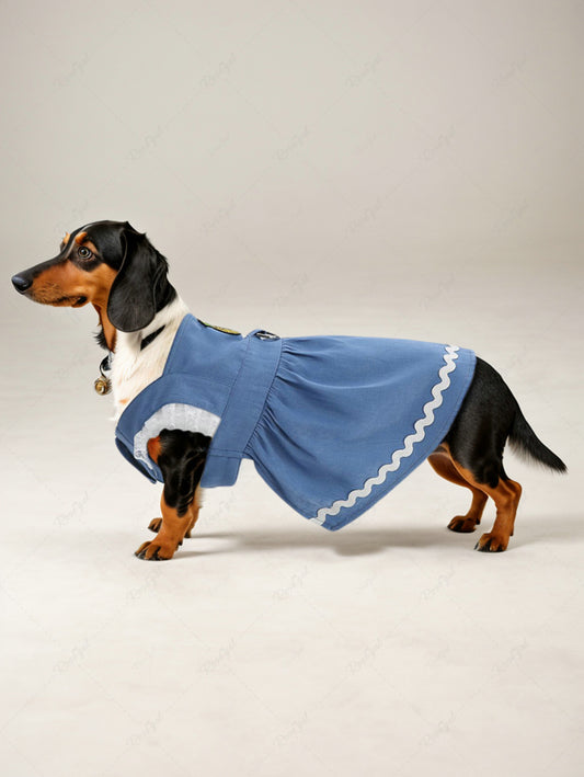 Pet's Pineapple Lace Trim Buttons Dress