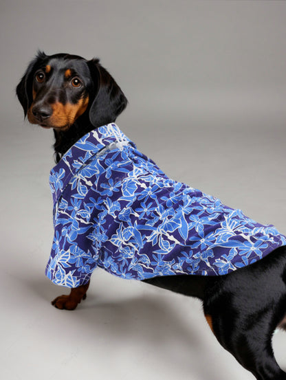 Pet's Turn-down Collar Flower Leaf Printed Hawaii Button Shirt