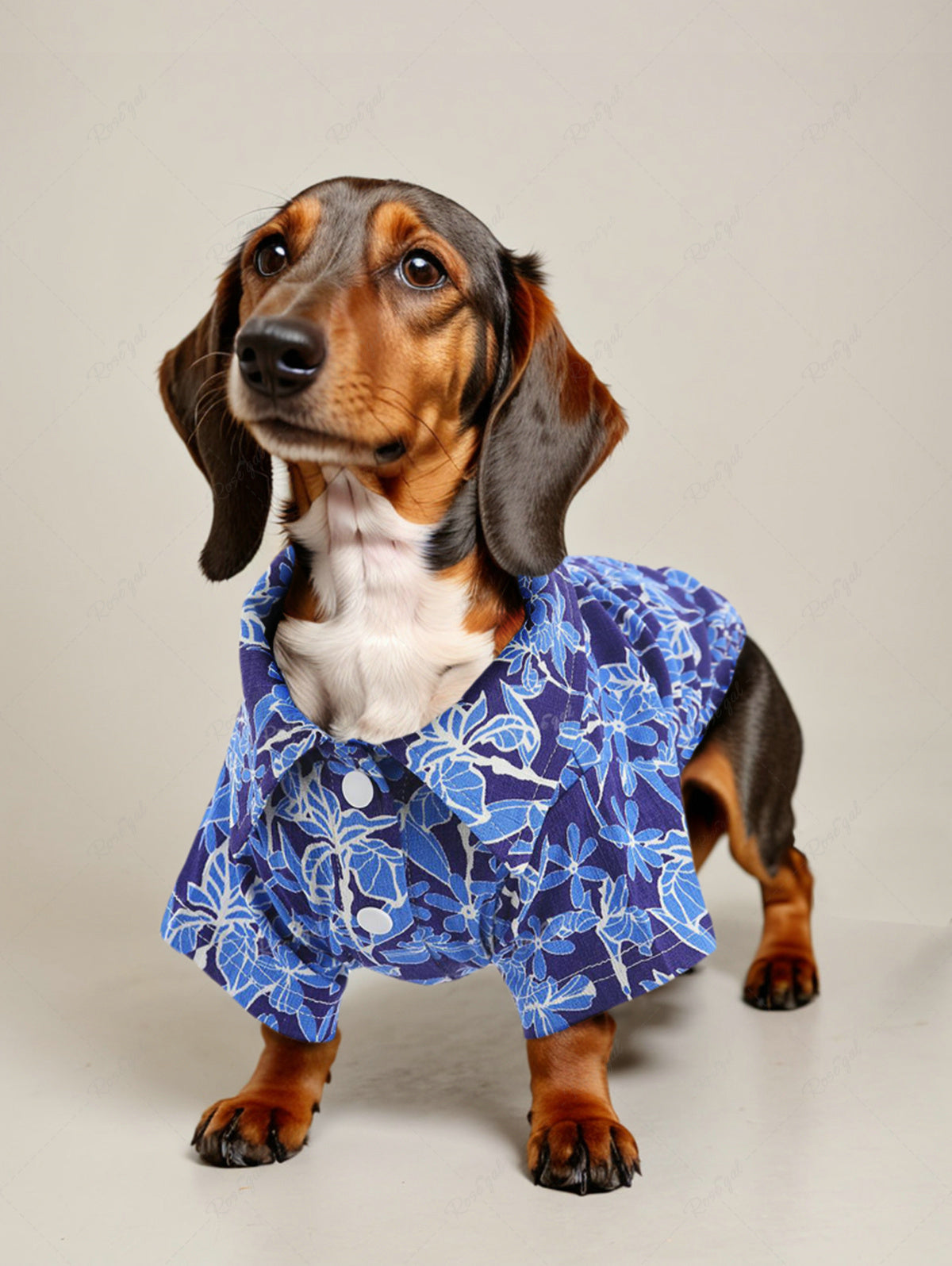 Pet's Turn-down Collar Flower Leaf Printed Hawaii Button Shirt