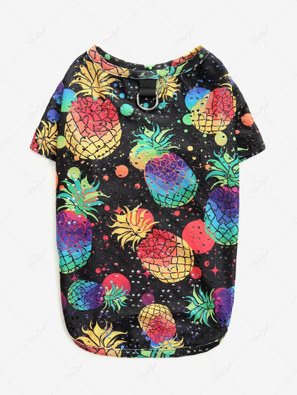 Pet's Pineapple Paint Splatter Printed Hollow Out T-shirt