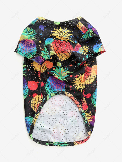 Pet's Pineapple Paint Splatter Printed Hollow Out T-shirt