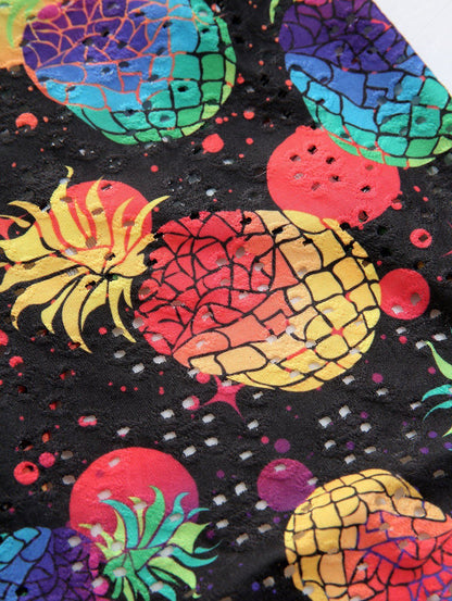 Pet's Pineapple Paint Splatter Printed Hollow Out T-shirt